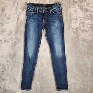 Silver Jeans Suki Super Skinny Women's 30X29 (Tag 27X29) Distressed Blue Stretch